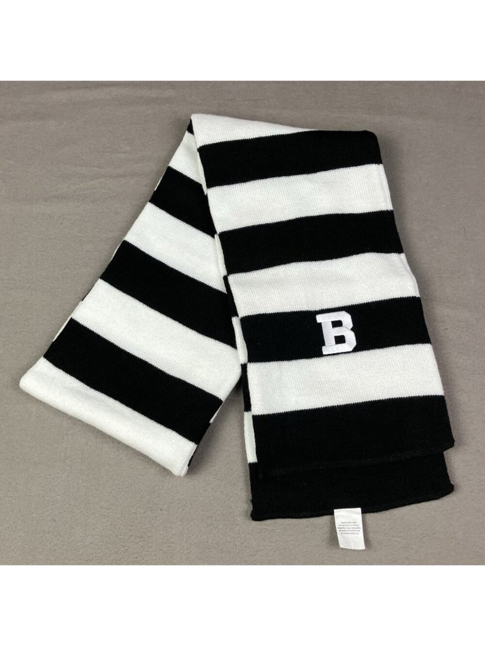 Bowdoin College Maine Winter Scarf Wrap Black & White Striped Logo Unisex